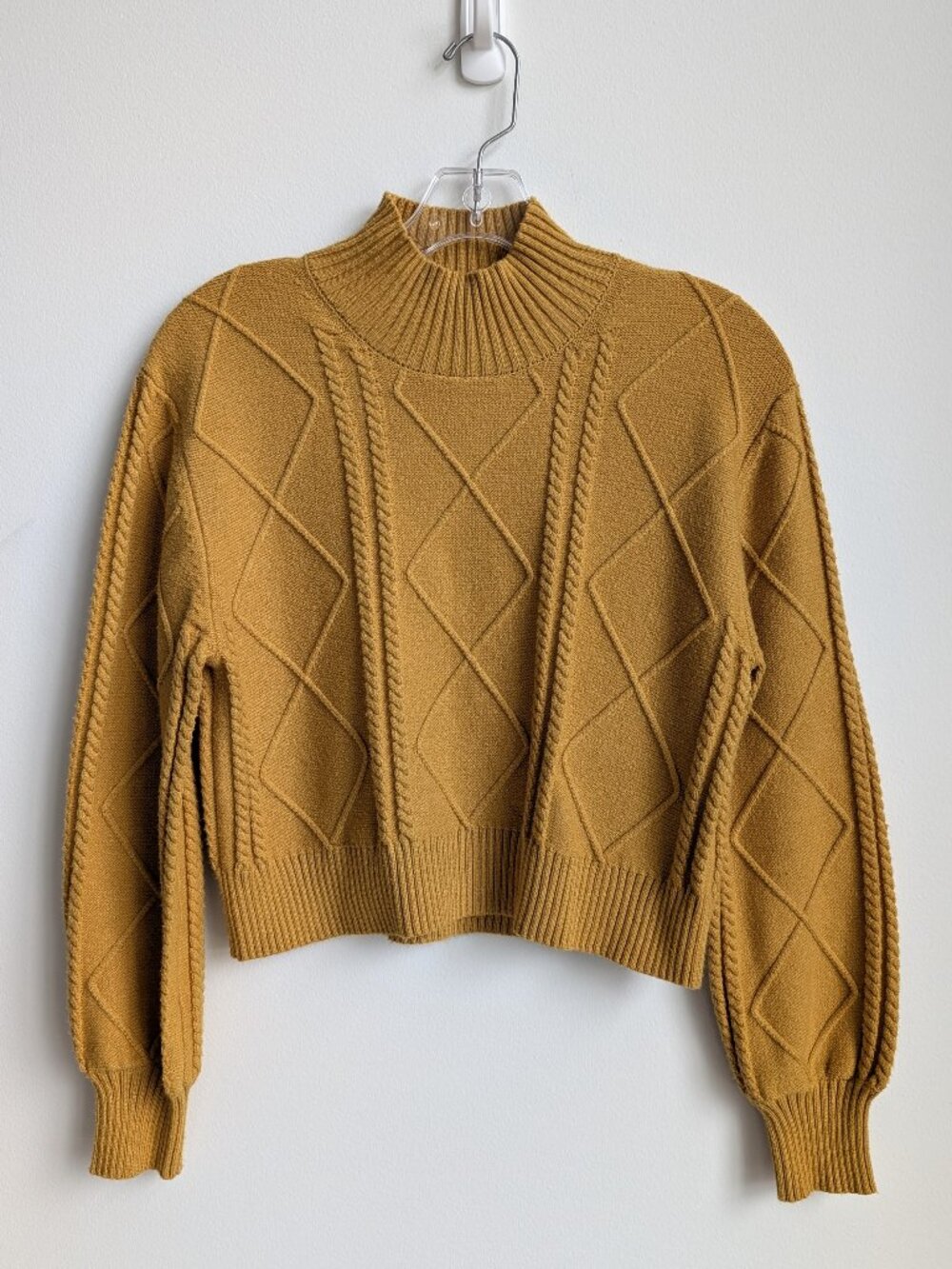 TWIK (Simons) Cropped Cable Knit Mock Neck Sweater | Medium